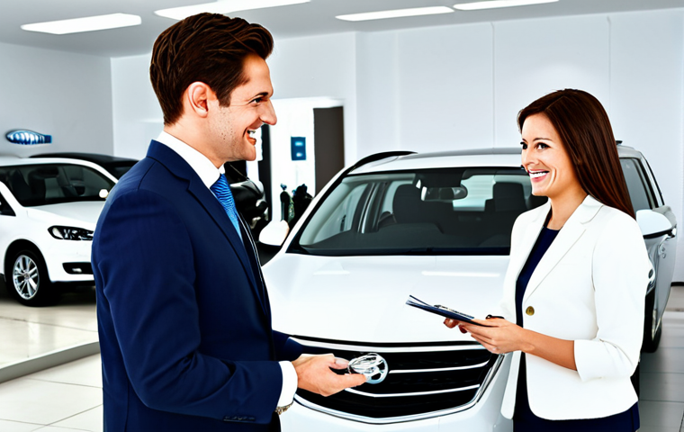The Siren's Call (Attractive but Potentially Deceptive)**

A brightly lit showroom featuring a sleek, modern car. A smiling salesperson in professional attire is handing keys to a happy couple. In the foreground, a magnifying glass hovers over a contract, highlighting fine print. The overall tone is inviting but subtly hints at hidden complexities.

Prompt: "Car showroom, new car, salesperson, couple, contract, magnifying glass, bright lighting, modern design, fully clothed, appropriate attire, safe for work, professional, perfect anatomy, natural proportions, high quality, illustration style."

**